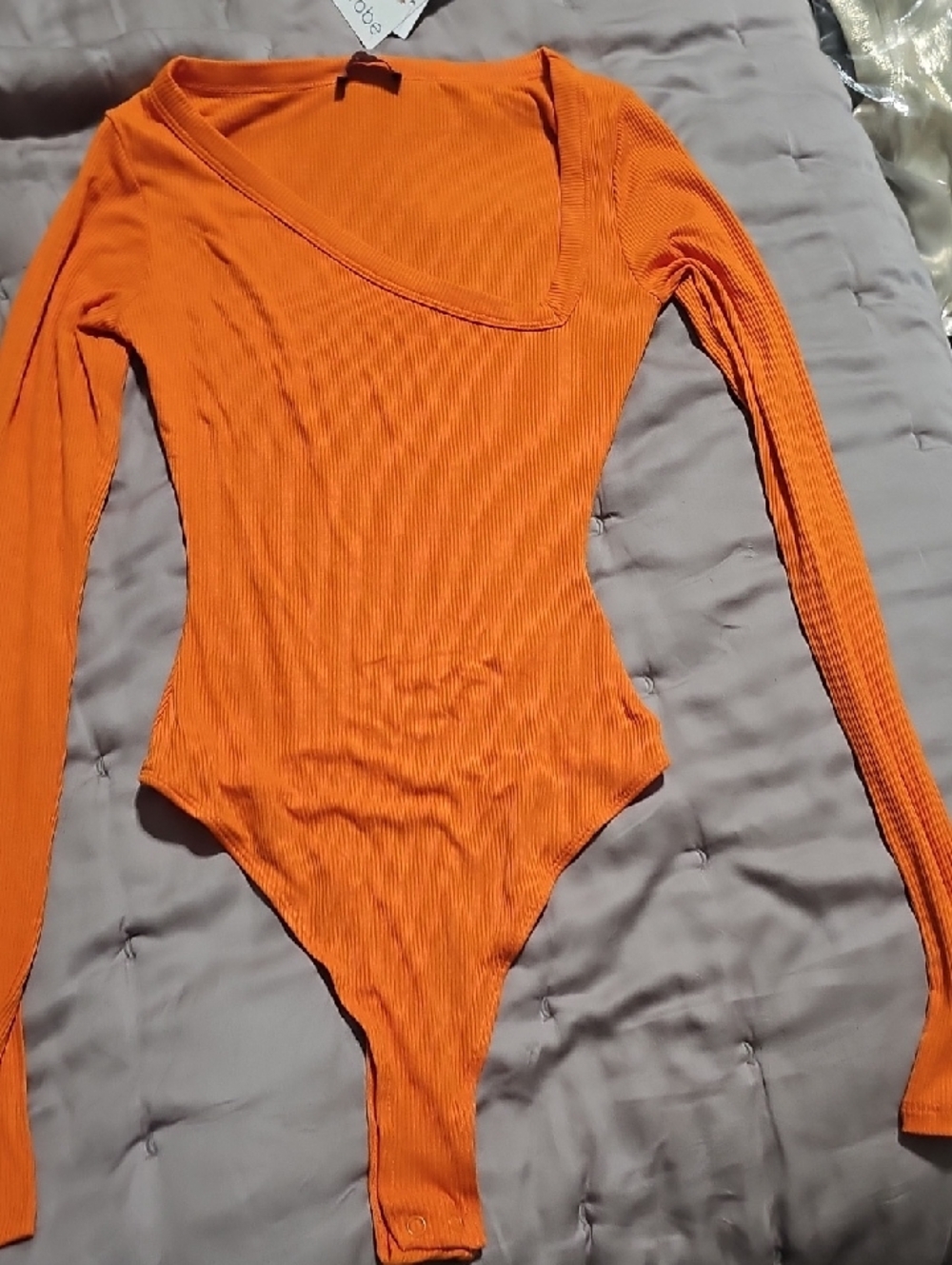 naked‎ wardrobe Orange Ribbed Long-Sleeve Kids Bodysuit